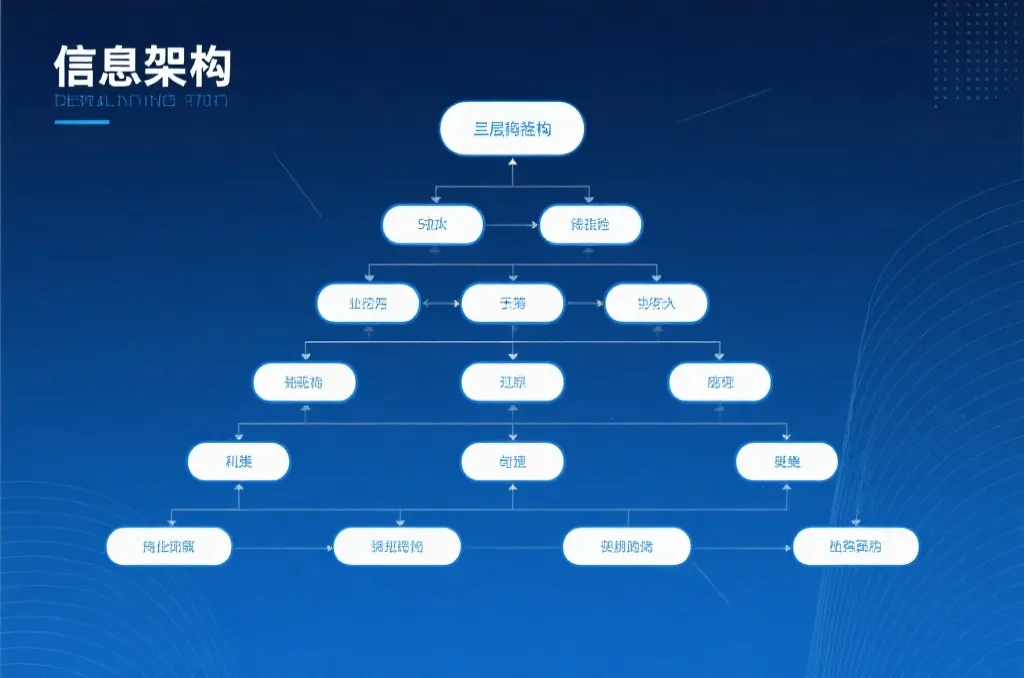 多层级信息架构流程图,简洁科技感